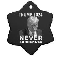 Trump Mug Shot Never Surrender Trump 2024 Pro Trump Ceramic Star Ornament