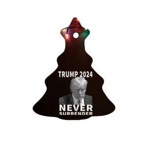 Trump Mug Shot Never Surrender Trump 2024 Pro Trump Ceramic Tree Ornament