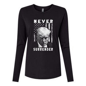 Trump Mug Shot Donald Trump Mug Shot Never Surrender Pro Trump Womens Cotton Relaxed Long Sleeve T-Shirt