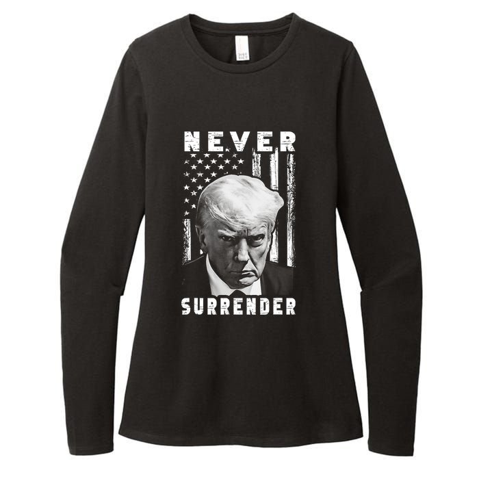 Trump Mug Shot Donald Trump Mug Shot Never Surrender Pro Trump Womens CVC Long Sleeve Shirt