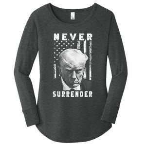 Trump Mug Shot Donald Trump Mug Shot Never Surrender Pro Trump Women's Perfect Tri Tunic Long Sleeve Shirt