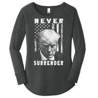 Trump Mug Shot Donald Trump Mug Shot Never Surrender Pro Trump Women's Perfect Tri Tunic Long Sleeve Shirt