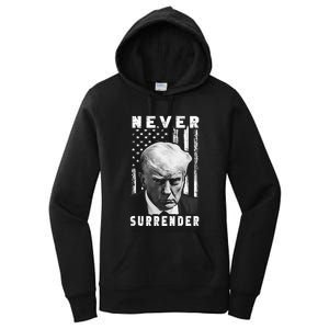 Trump Mug Shot Donald Trump Mug Shot Never Surrender Pro Trump Women's Pullover Hoodie