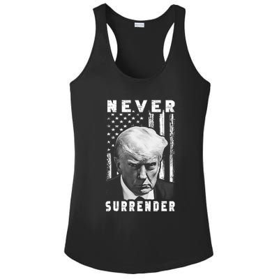 Trump Mug Shot Donald Trump Mug Shot Never Surrender Pro Trump Ladies PosiCharge Competitor Racerback Tank