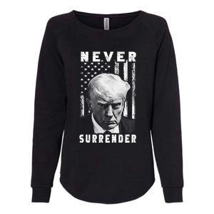 Trump Mug Shot Donald Trump Mug Shot Never Surrender Pro Trump Womens California Wash Sweatshirt