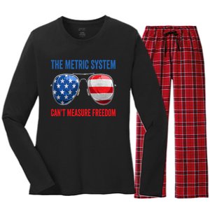 The Metric System Can’t Measure Freedom 4th Of July Women's Long Sleeve Flannel Pajama Set 