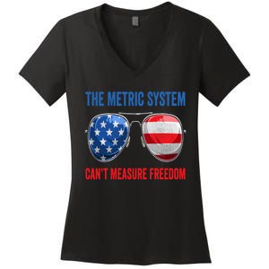 The Metric System Can’t Measure Freedom 4th Of July Women's V-Neck T-Shirt