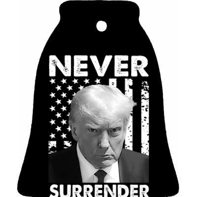 Trump Mug Shot Donald Trump Mug Shot Never Surrender Trending Design Ceramic Bell Ornament