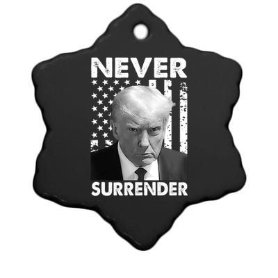 Trump Mug Shot Donald Trump Mug Shot Never Surrender Trending Design Ceramic Star Ornament