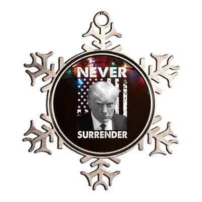 Trump Mug Shot Donald Trump Mug Shot Never Surrender Trending Design Metallic Star Ornament