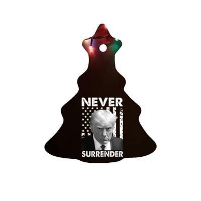 Trump Mug Shot Donald Trump Mug Shot Never Surrender Trending Design Ceramic Tree Ornament