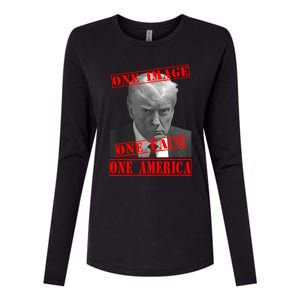 Trump Mug Shot 1 Image One Face One America Never Surrender Womens Cotton Relaxed Long Sleeve T-Shirt