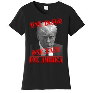 Trump Mug Shot 1 Image One Face One America Never Surrender Women's T-Shirt