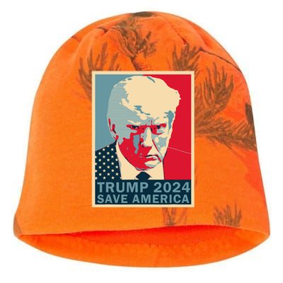 Trump Mug Shot 2024 Save America Trump Kati - Camo Knit Beanie