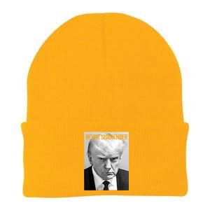 Trump Mug Shot Donald Trump Mug Shot Never Surrender Funny Gift Knit Cap Winter Beanie