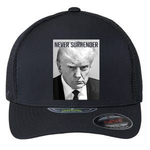 Trump Mug Shot Donald Trump Mug Shot Never Surrender Funny Gift Flexfit Unipanel Trucker Cap