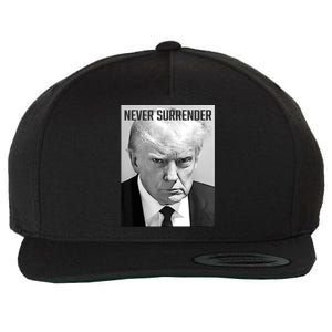 Trump Mug Shot Donald Trump Mug Shot Never Surrender Funny Gift Wool Snapback Cap