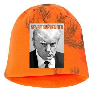 Trump Mug Shot Donald Trump Mug Shot Never Surrender Funny Gift Kati - Camo Knit Beanie