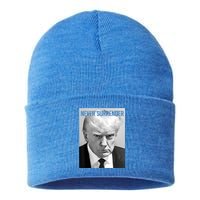 Trump Mug Shot Donald Trump Mug Shot Never Surrender Funny Gift Sustainable Knit Beanie