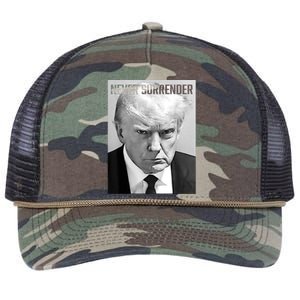 Trump Mug Shot Donald Trump Mug Shot Never Surrender Funny Gift Retro Rope Trucker Hat Cap