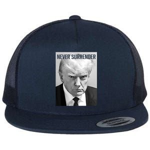 Trump Mug Shot Donald Trump Mug Shot Never Surrender Funny Gift Flat Bill Trucker Hat