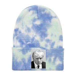 Trump Mug Shot Donald Trump Mug Shot Never Surrender Funny Gift Tie Dye 12in Knit Beanie