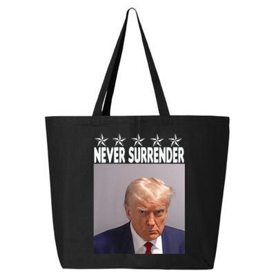 Trump Mug Shot Shirt - Never Surrender -Pro Trump 2024 25L Jumbo Tote