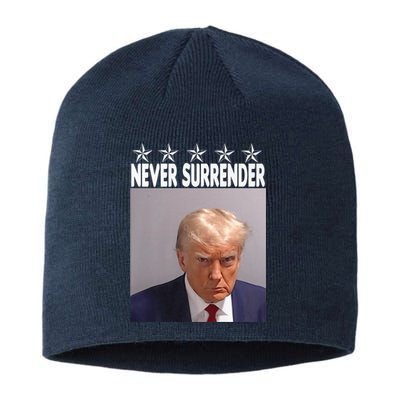 Trump Mug Shot Shirt - Never Surrender -Pro Trump 2024 Sustainable Beanie