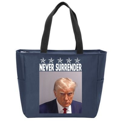 Trump Mug Shot Shirt - Never Surrender -Pro Trump 2024 Zip Tote Bag