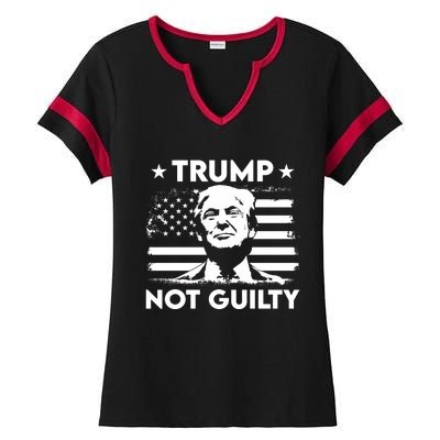 Trump Mug Shot, Trump Not Guilty Pro Trump Supporter Ladies Halftime Notch Neck Tee