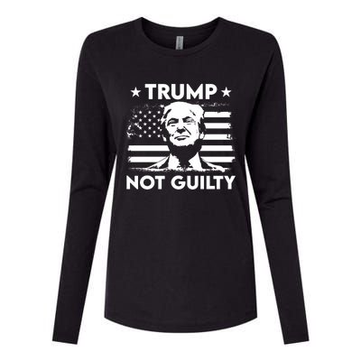 Trump Mug Shot, Trump Not Guilty Pro Trump Supporter Womens Cotton Relaxed Long Sleeve T-Shirt