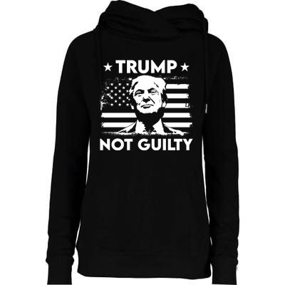 Trump Mug Shot, Trump Not Guilty Pro Trump Supporter Womens Funnel Neck Pullover Hood