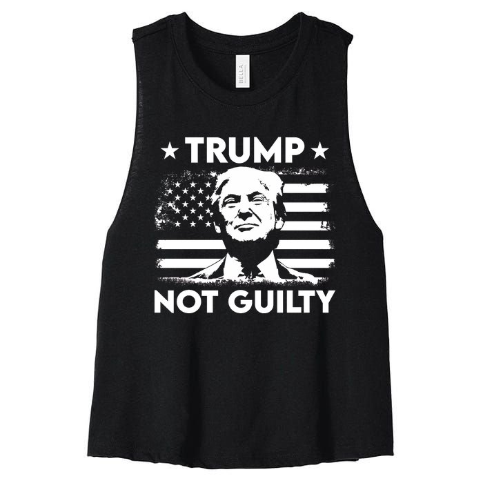 Trump Mug Shot, Trump Not Guilty Pro Trump Supporter Women's Racerback Cropped Tank