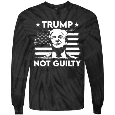 Trump Mug Shot, Trump Not Guilty Pro Trump Supporter Tie-Dye Long Sleeve Shirt