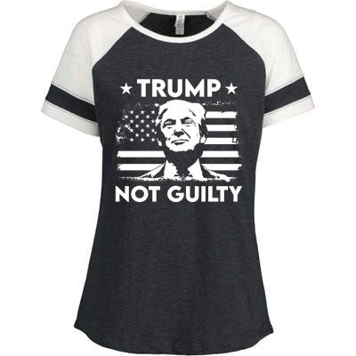 Trump Mug Shot, Trump Not Guilty Pro Trump Supporter Enza Ladies Jersey Colorblock Tee