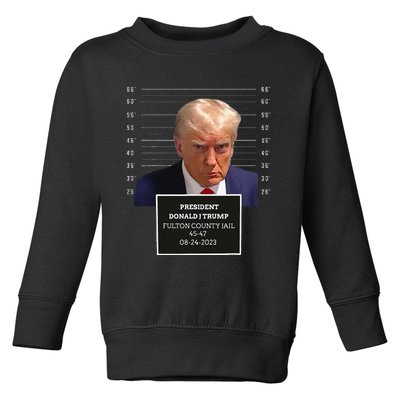 Trump Mug Shot President Donald J Trump Mugshot 2024 Toddler Sweatshirt