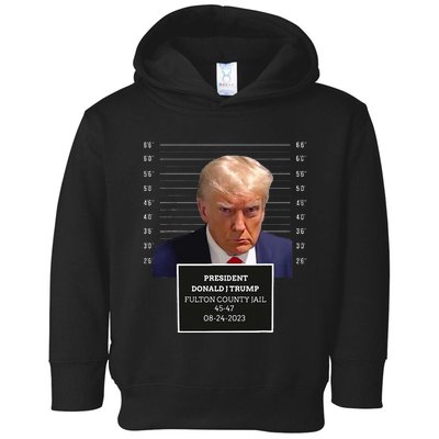 Trump Mug Shot President Donald J Trump Mugshot 2024 Toddler Hoodie