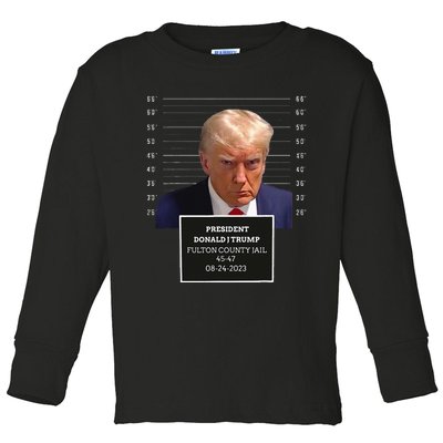 Trump Mug Shot President Donald J Trump Mugshot 2024 Toddler Long Sleeve Shirt