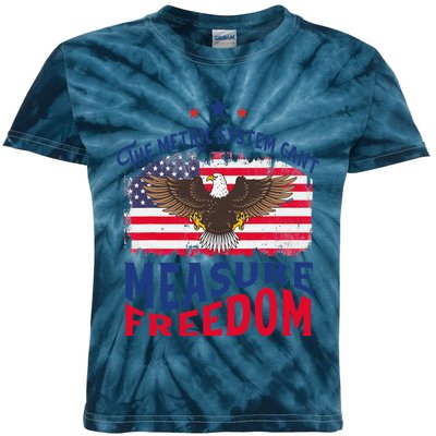 The Metric System CanT Measure Freedom Usa Fla 4th Of July Kids Tie-Dye T-Shirt