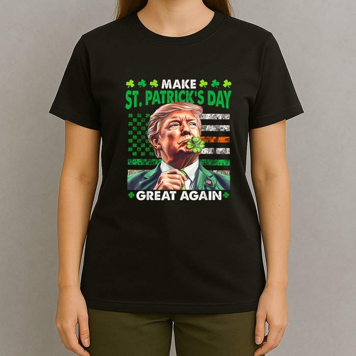 Trump Make St Patricks Day Great Again Irish American Flag T-Shirt