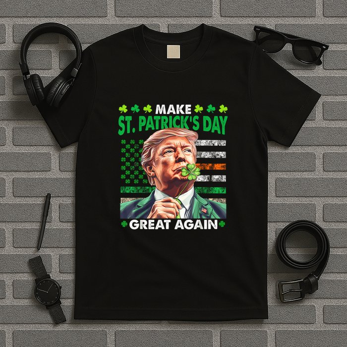 Trump Make St Patricks Day Great Again Irish American Flag T-Shirt