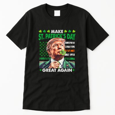 Trump Make St Patricks Day Great Again Irish American Flag Tall T-Shirt