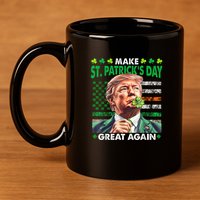 Trump Make St Patricks Day Great Again Irish American Flag 11oz C Handle Ceramic Mug