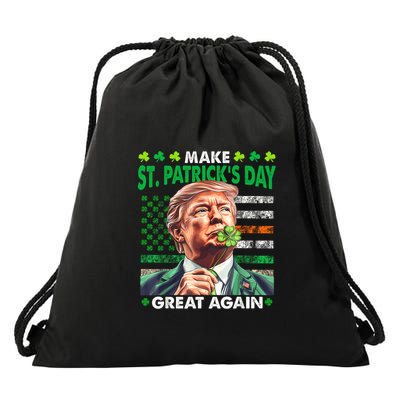 Trump Make St Patricks Day Great Again Irish American Flag Drawstring Bag