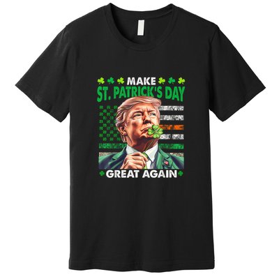 Trump Make St Patricks Day Great Again Irish American Flag Premium T-Shirt