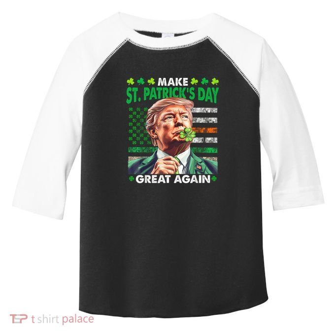 Trump Make St Patricks Day Great Again Irish American Flag Toddler Fine Jersey T-Shirt