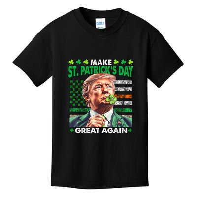 Trump Make St Patricks Day Great Again Irish American Flag Kids T-Shirt