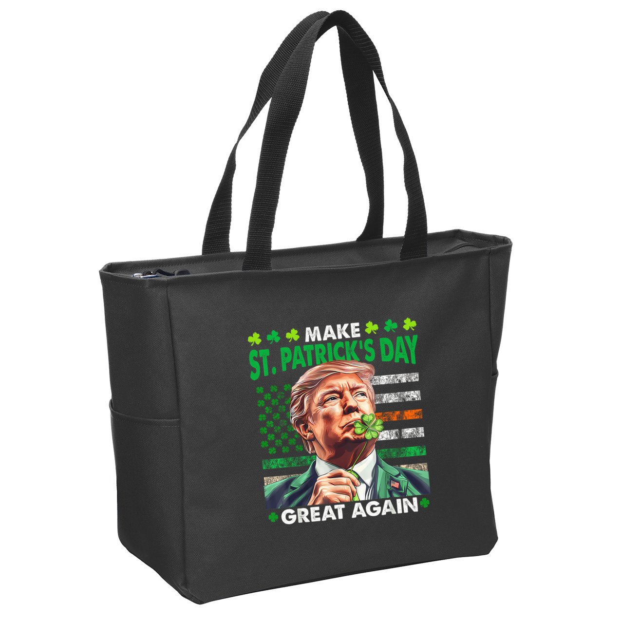 Trump Make St Patricks Day Great Again Irish American Flag Zip Tote Bag