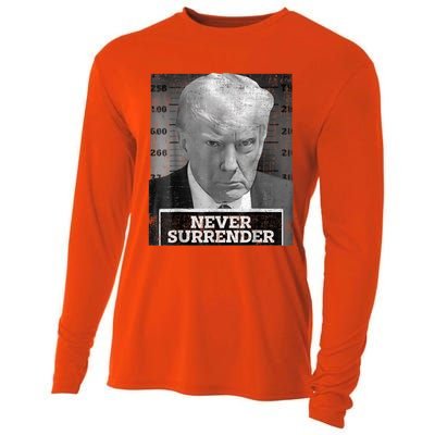 Trump Mug Shot - Donald Trump Mug Shot - Never Surrender Cooling Performance Long Sleeve Crew