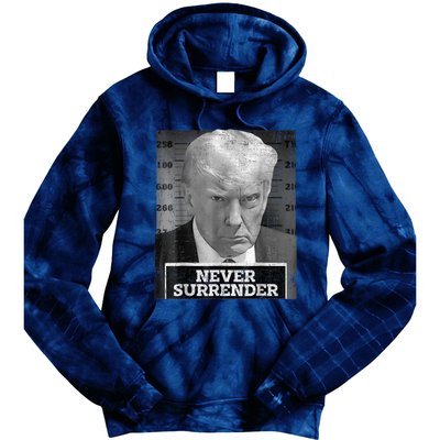 Trump Mug Shot - Donald Trump Mug Shot - Never Surrender Tie Dye Hoodie